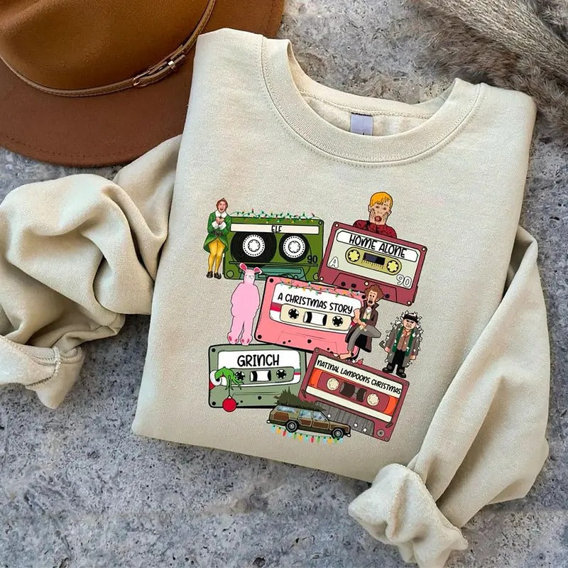Christmas Movie Sweatshirt, Christmas Movies Characters Shirt, This Is My Movie Watching Sweatshirt, Christmas Movie Shirt, Vintage Christmas Shirt, Retro Christmas Sweatshirt, Back To 80s 90s Christmas