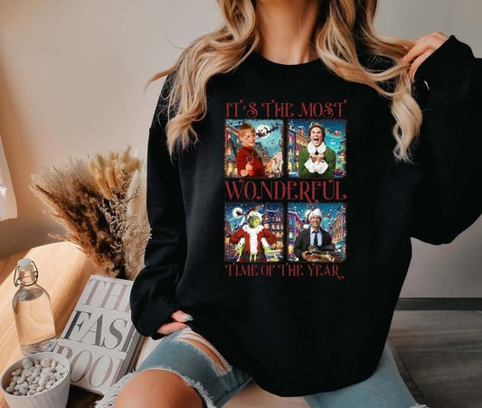 Christmas Movie Sweatshirt, It's the Most Wonderful Time of the Year Christmas Sweatshirt, Tis the Season Sweater, Merry Christmas Shirt