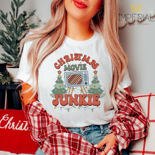Christmas Movies Shirt, Family Matching Christmas Shirt, Christmas Movie Junkie Tee, Xmas Movie Teestyle{n002}3