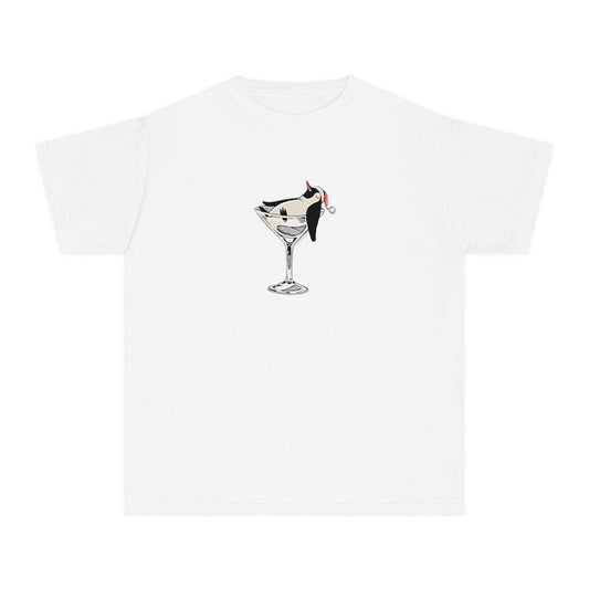 Christmas Penguin Cocktail Baby Tee, Holiday Season Outfit, Cute Y2K Retro Style, Women's Fitted Tee, Coquette Graphic, 90s Style Tshirt