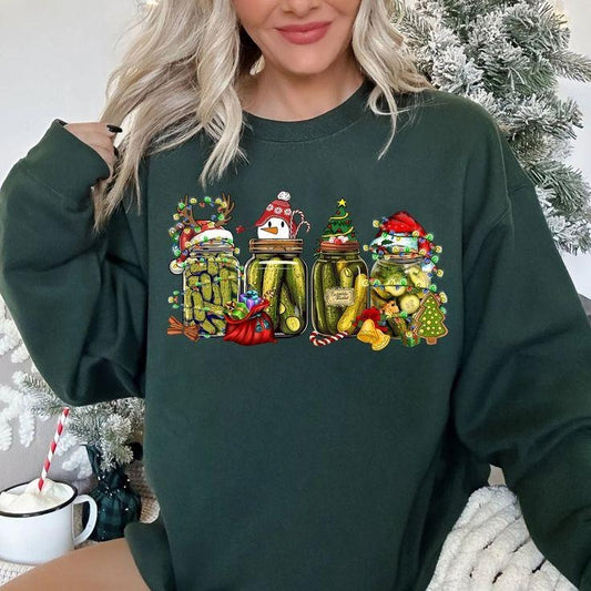 Christmas Pickle Sweatshirt, Canning Season Sweatshirt, Pickle Lovers Shirt, Retro Christmas Pickles Sweater, Pickles Crewneck, New Year Tee