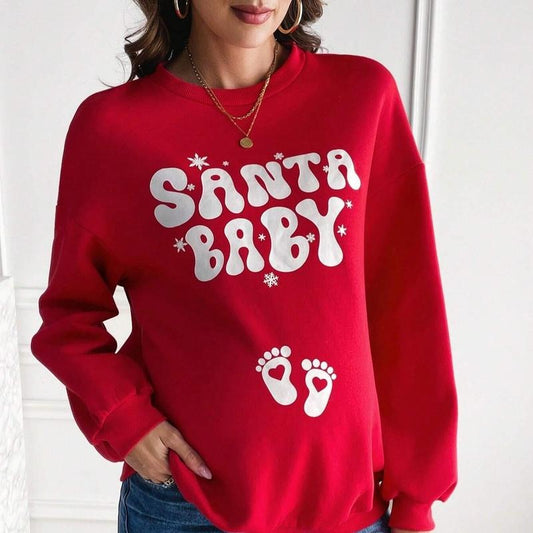 Christmas Pregnancy Announcement Sweatshirt, Santa Baby Shirt, Pregnant Unisex Crewneck Sweatshirt & Tshirt - Cotton