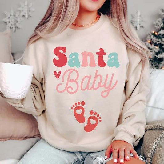 Christmas Pregnancy Announcement Sweatshirt, Santa Baby Sweatshirt, Pregnancy Announcement Shirt, Christmas Pregnancy Shirt, Christmas Maternity Shirt, Santa Baby Shirt, New Mom, Pregnant Santa Baby Gift Shirt