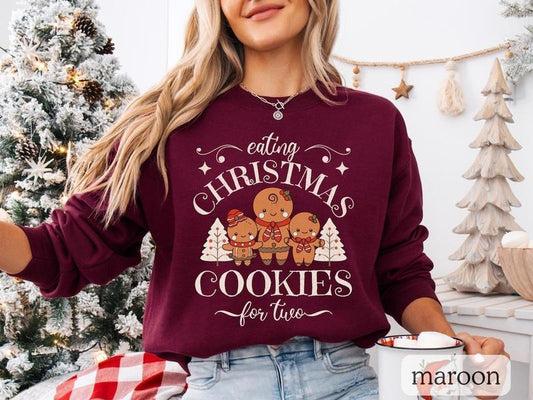 Christmas Pregnancy Sweatshirt, Baby REveal Crewneck, Mom to Be Xmas Sweater, Christmas Cookies for Two - Unisex Sweatshirt, Holiday