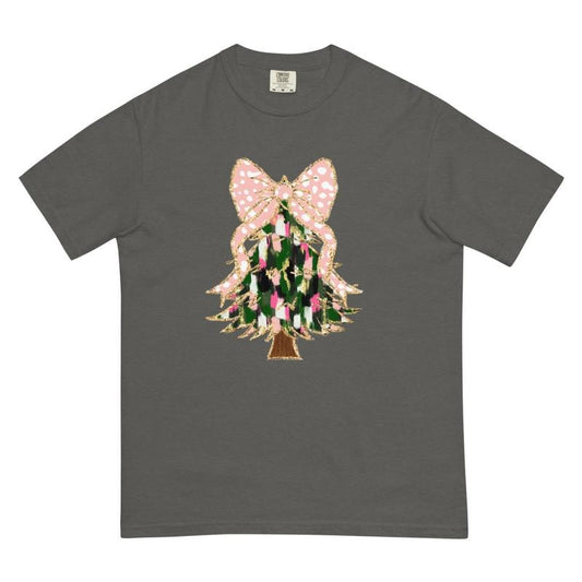 Christmas Tree Faux Glitter Green Shirt Comfort Colors Shirt Unisex Apparel Relaxed Fit Printed In The USA Clothing Womenswear Casual Comfort Cotton Top Athletic Boho Chic
