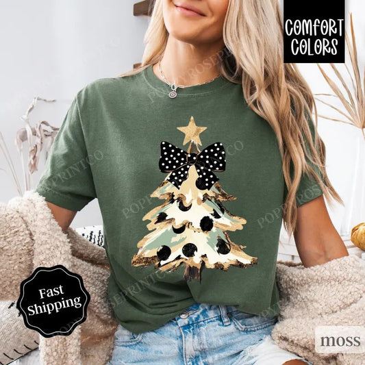 Christmas Tree Shirt Comfort Colors,  Women's Holiday Tshirt