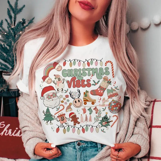 Christmas Vibes T-Shirt, Christmas 2024 Season, Santa Claus Unisex Women's Top in 100% Cotton - Fit