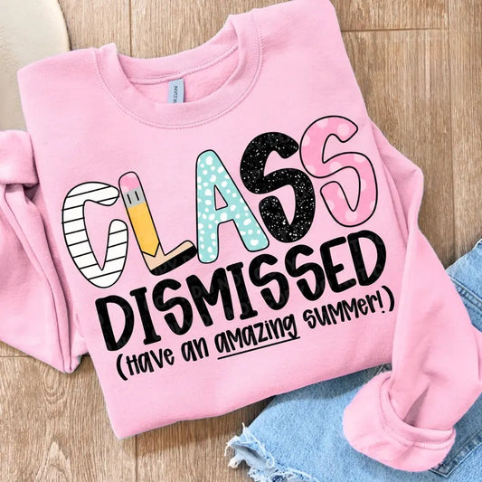 Class Dismissed Shirt for Women Retro Teacher Summer Break Last Day of School Gift