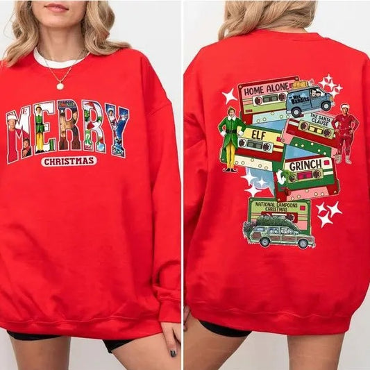 Classic 90s Christmas Movies Shirt, Retro Christmas Movies Two Sides Shirt, Merry Christmas Sweatshirt
