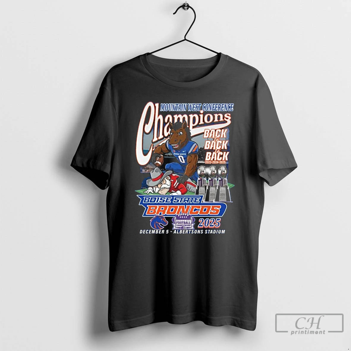 Classic Boise State Broncos Mountain West Con Championship Back2back 2025 Mascot T-Shirts, Hoodie, Sweatshirt