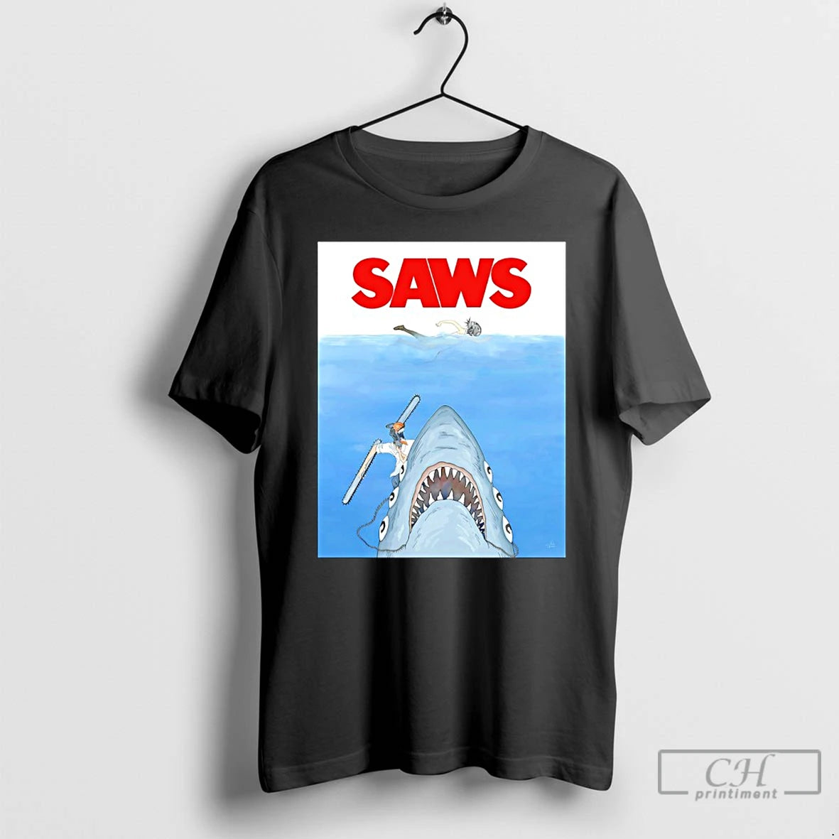 Classic Chainsaw Man Jaws Parody T-Shirts, Hoodie, Sweatshirt | CoreVibeTees.com