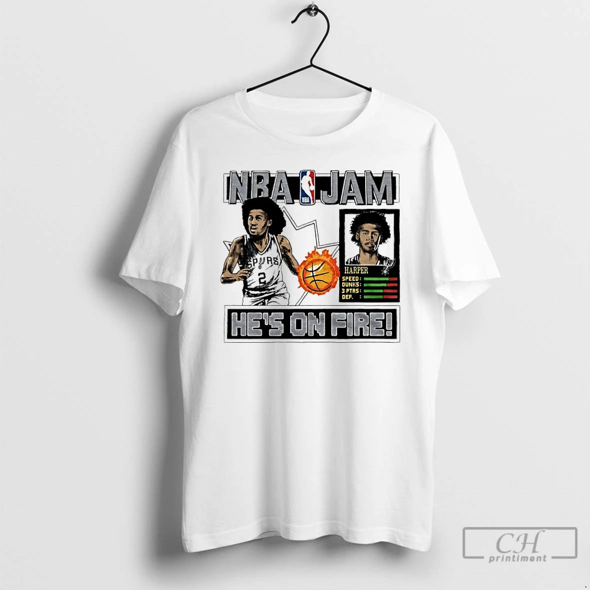 Classic Dylan Harper San Antonio Spurs Nba Jam Hes On Fire T-Shirts, Hoodie, Sweatshirt | CoreVibeTees.com