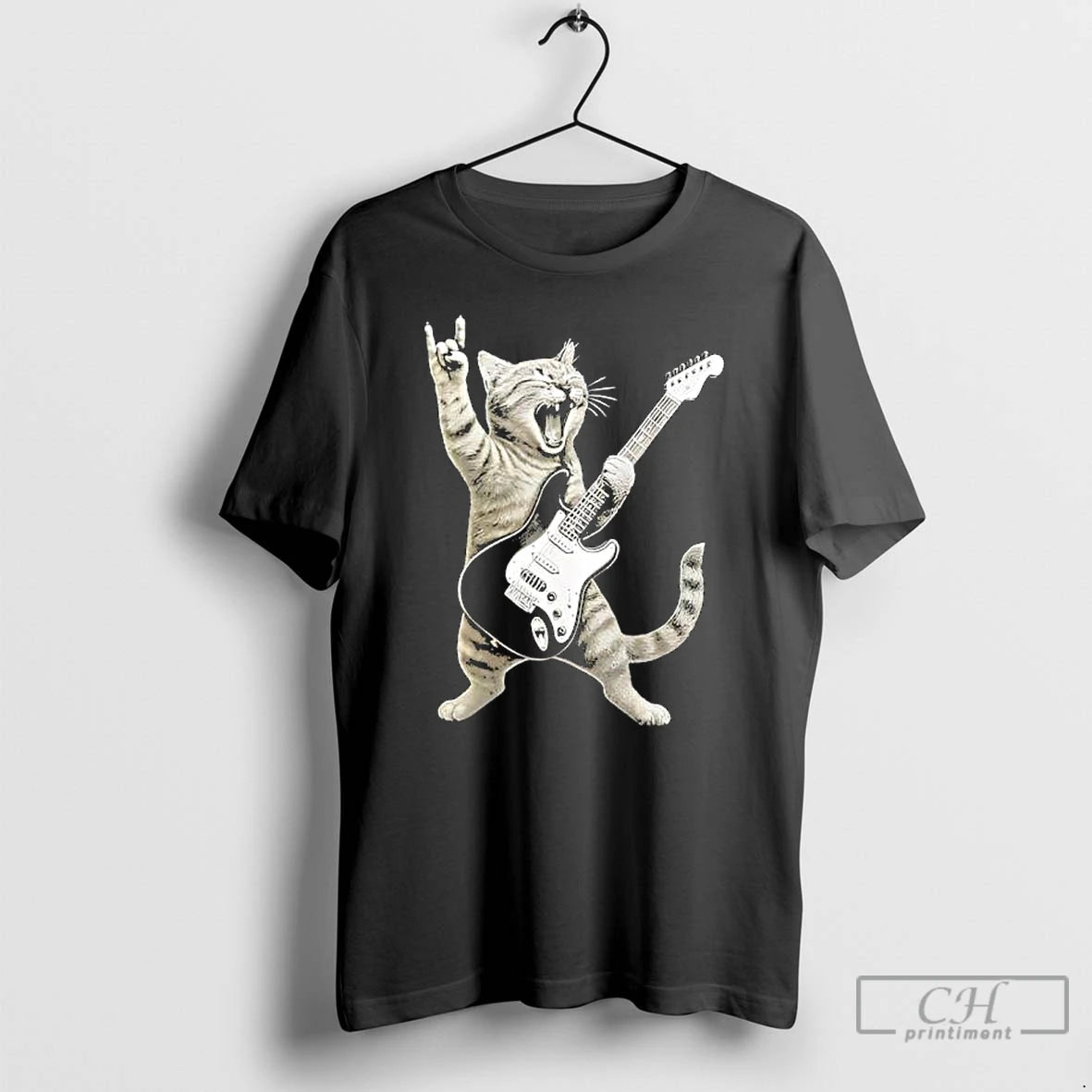 Classic Funny Cat Playing Guitar Rock And Roll T-Shirts, Hoodie, Sweatshirt | CoreVibeTees.com
