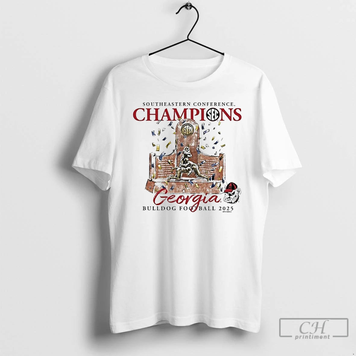 Classic Georgia Bulldogs 2025 Sec Football Conference Champions Trophy T-Shirts, Hoodie, Sweatshirt | CoreVibeTees.com