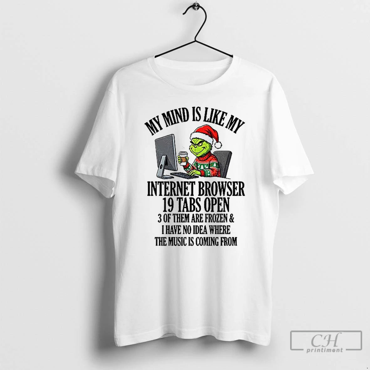 Classic Grinch Santa My Mind Is Like My Internet Browser 10 Tabs Open 3 Of T-Shirts, Hoodie, Sweatshirt | CoreVibeTees.com