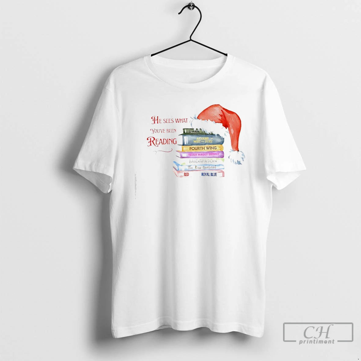 Classic He Sees What Youre Been Reading Spicy Santa T-Shirts, Hoodie, Sweatshirt | CoreVibeTees.com