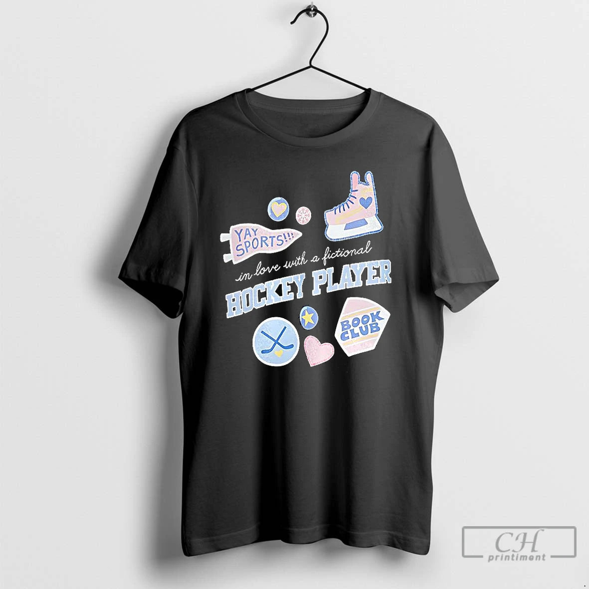 Classic In Love With A Fictional Hockey Player Book Club And Hockey Symbols T Shirts Hoodie, Sweatshirt | CoreVibeTees.com