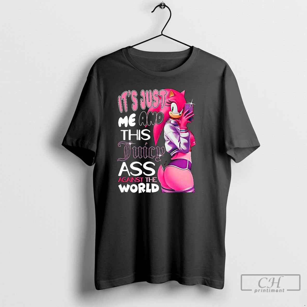 Classic Its Just Me And This Juicy Ass Against The World Pink Hedgehog T Shirts Hoodie, Sweatshirt | CoreVibeTees.com
