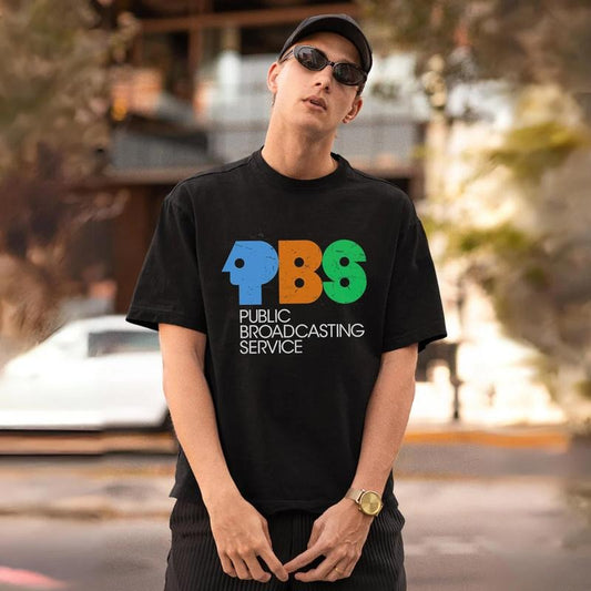Classic PBS Logo Retro Public Broadcasting Service Tee 80s Vintage Unisex Short Sleeve Cotton T-shirt