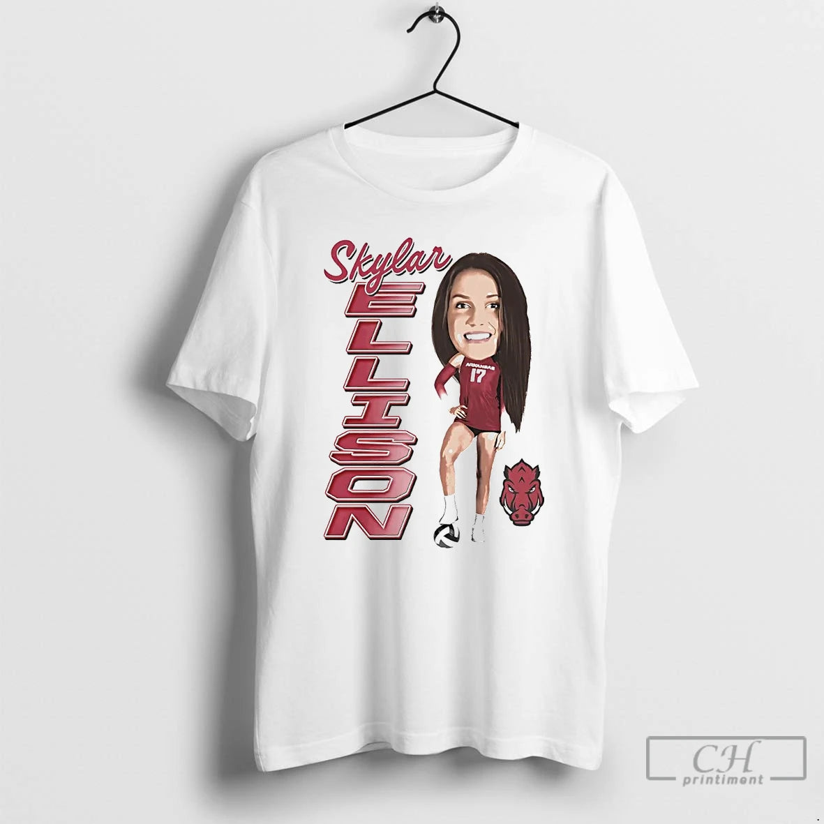 Classic Skylar Ellison Big Head Caricature Arkansas T-Shirts, Hoodie, Sweatshirt | CoreVibeTees.com