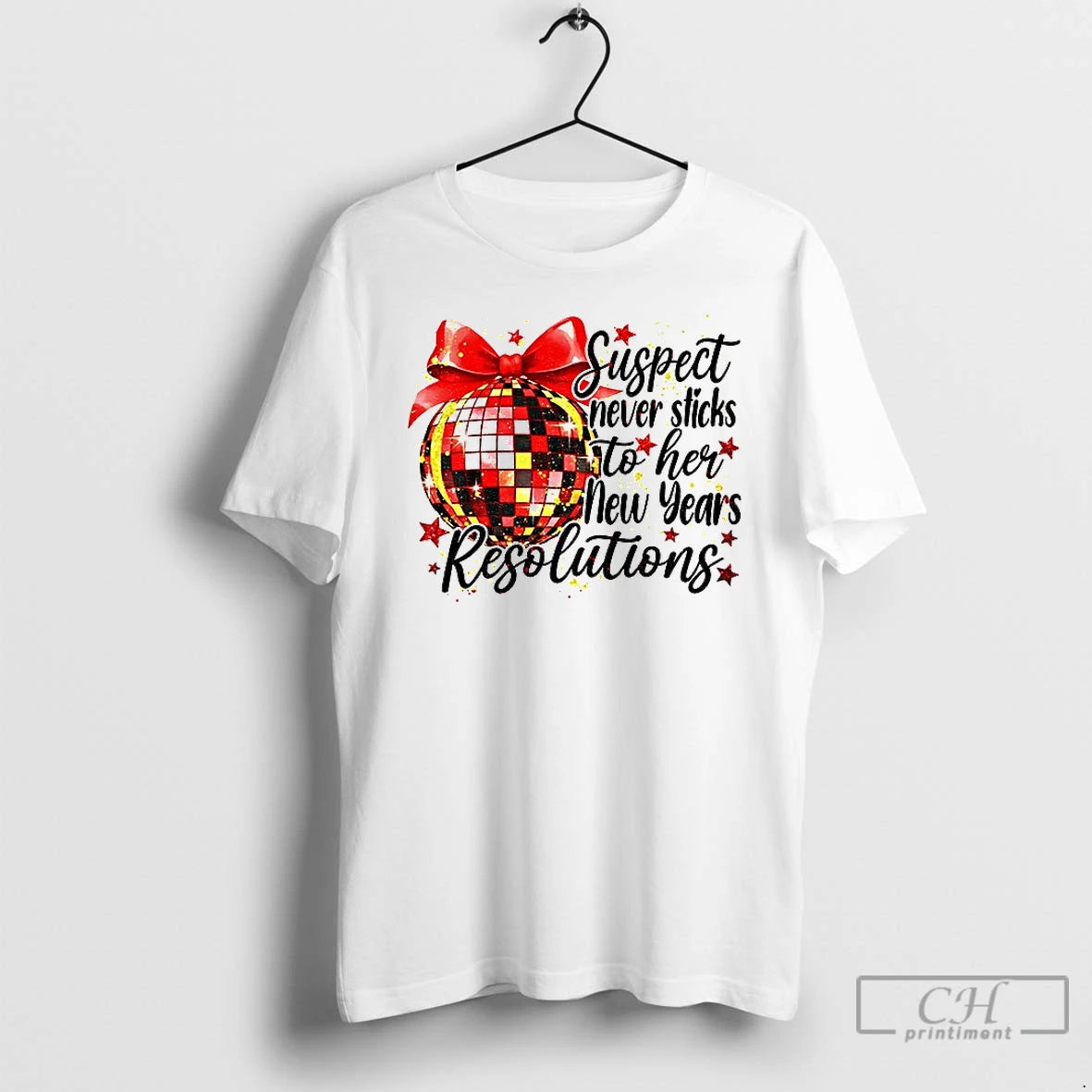 Classic Suspect Never Sticks To Her New Years Resolution New Year 2026 T Shirts Sweater Hoodie, Sweatshirt | CoreVibeTees.com