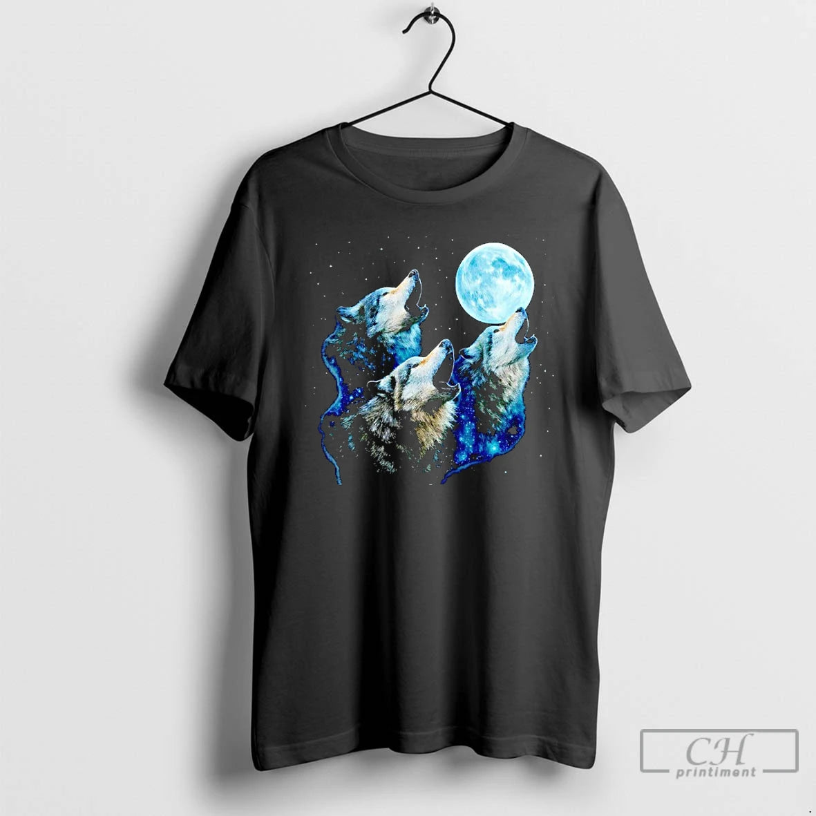 Classic Three Wolves Howling At Cyan Moon Night Mystic Glow T-Shirts, Hoodie, Sweatshirt | CoreVibeTees.com