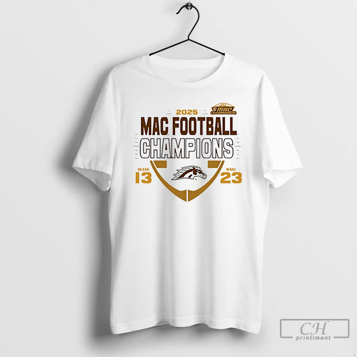Classic Western Michigan Broncos 2025 Mac Football Champions 13 23 Score T-Shirts, Hoodie, Sweatshirt | CoreVibeTees.com