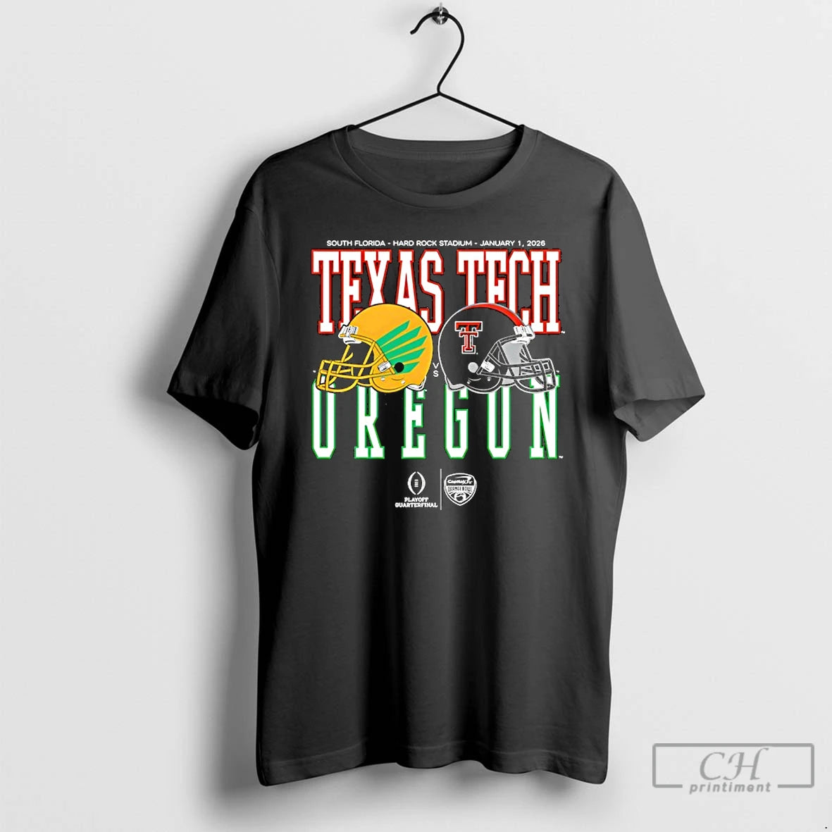 Classic Apital One Orange Bowl 2026 Oregon Vs Texas Tech Helmet Matchup T Shirts Sweater Hoodie, Sweatshirt