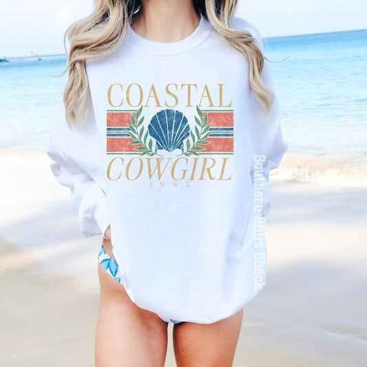 Coastal Cowgirl Sweatshirt | Beach Sweatshirt | White Sweatshirt graphic shirt unisex style