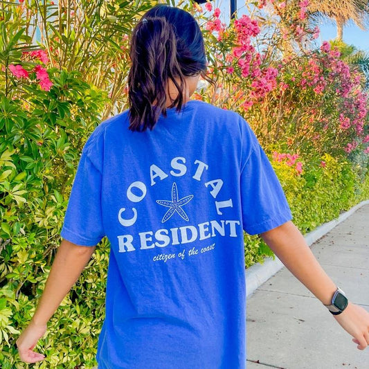 Coastal Resident Shirt, Summer Vacation Shirt, Beachy Tshirt, Trendy Shirt, Preppy Clothes, Oversized Tee, Indie Retro, Beach Aesthetic Shirt Casual Oversized Cotton Shirt for the Beach Comfort Fabric