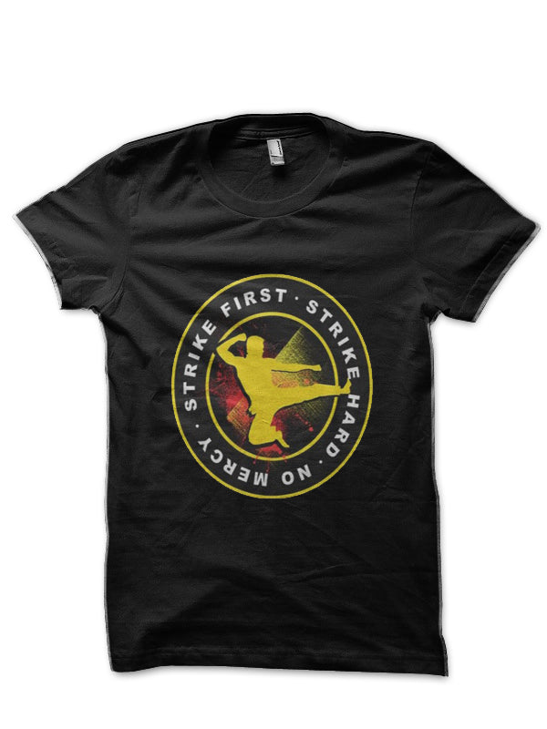 Cobra Kai Strike First Strike Hard No mercy Black T-Shirt Hoodie, Sweatshirt | CoreVibeTees.com