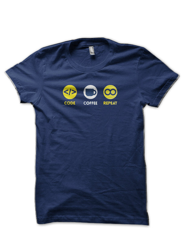 Code Coffee Repeat Navy Blue T-Shirt Hoodie, Sweatshirt | CoreVibeTees.com