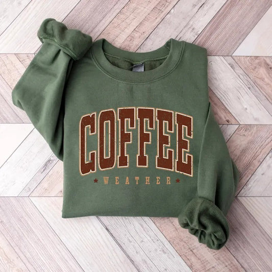Coffee Weather Sweatshirt, Coffee Lover Crewneck Sweater, Autumn Women Shirt, Retro Fall Sweater, Retro Autumn Shirt