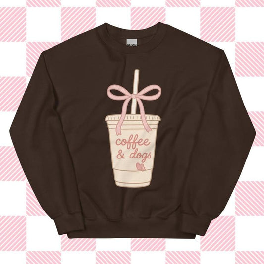 Coffee and Dogs Sweatshirt - Unisex Apparel Relaxed Fit Printed In The USA Clothing Womenswear Casual Comfort Cotton Top Athletic Boho Chi