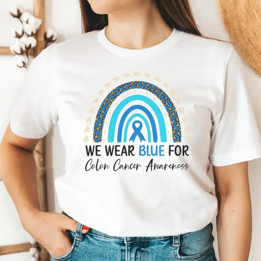 Colon Cancer Shirt Colon Cancer Awareness Shirt Colon Cancer Survivor T-shirt We Wear Blue For Colon Cancer Colon Cancer Ribbon Support  sweater and hoodie
