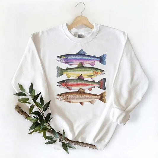 Colorful River Fish Species - Fishing With Daddy - Natural Boho Unisex T-shirt Sweatshirt Hoodie Cotton