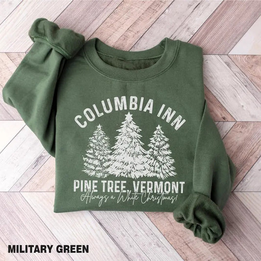 Columbia Inn Pine Tree Vermont Sweatshirt, White Christmas Shirt, A White Christmas Bing Crosby Crewneck, Christmas Movie Hoodie and Sweater