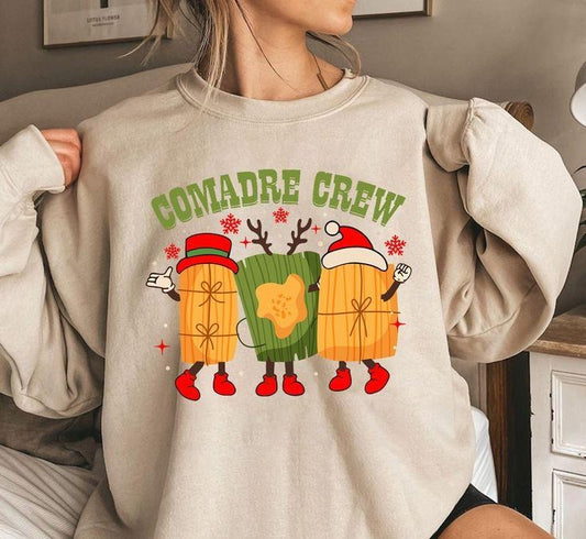 Comadre Crew Christmas Tamales Sweatshirt, Cute Comadre Christmas Sweatshirt, Mexican Tamale Season, Spanish Xmas Sweatshirt