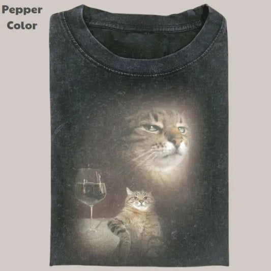 Comfort Color Retro Funny Vintage Tee, Cat Portrait T-Shirt, Unisex Meme Cringe Funny Dumb Shirt, Menswear Womenswear Streetwear