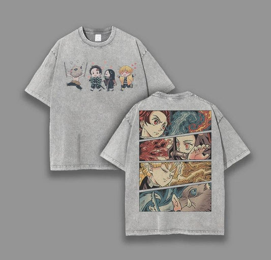 [Comfort Colors] Demon Slayer Tshirt, Tanjiro, Nezuko, Zenitsu & Inosuke Anime Tshirt A1