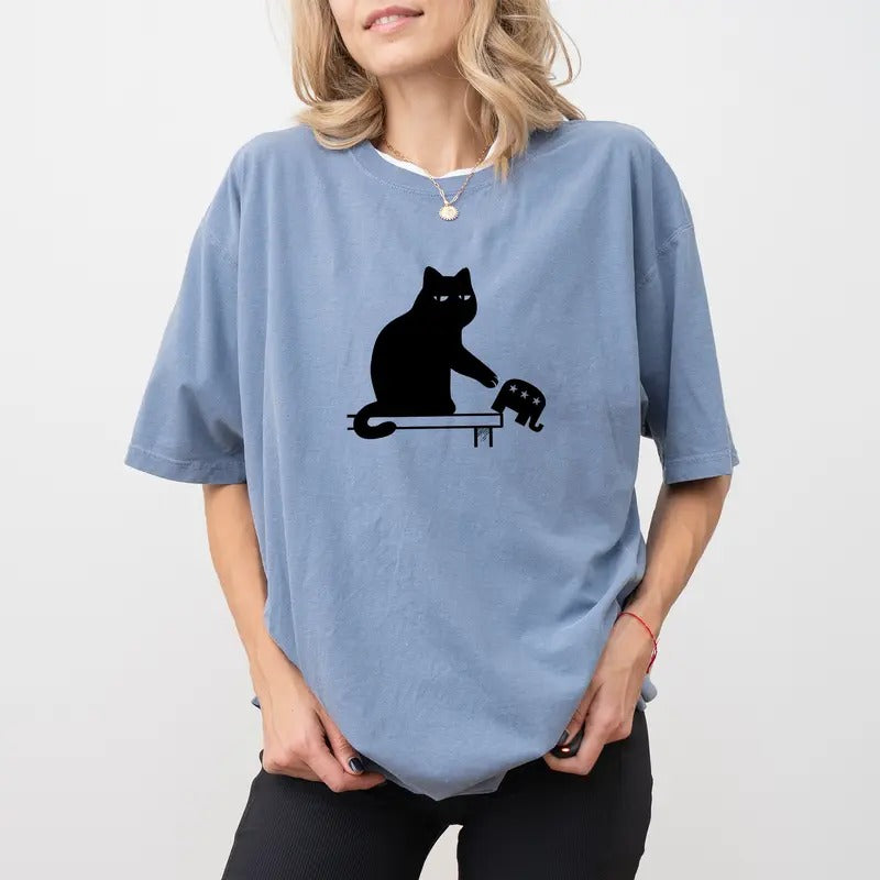 Comfort Colors 2024 Cat Shirt, Funny Cat And Elephant Graphic Tee, Support Women 2024 Unhinged Shirt, Women Power Shirt, Cat Ladies Tee, Cat Lover Shirt, Cat Mom Tee, Women's Top, Womenswear, Cotton Comfy Fabric Relaxed Fit Style