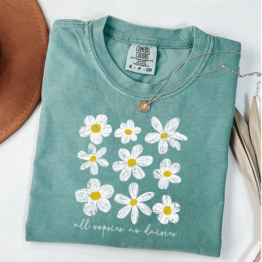 Comfort Colors All Oopsies No Daisies Shirt, Boho Flowers T-Shirt, Vintage Floral Tee, Wildflowers Shirt
