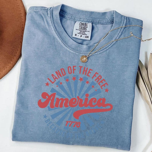 Comfort Colors America Land Of The Free Because Of The Brave Shirt, 4th of July Shirt, Memorial Day T-Shirt, Patriotic, USA, Unisex T-Shirt