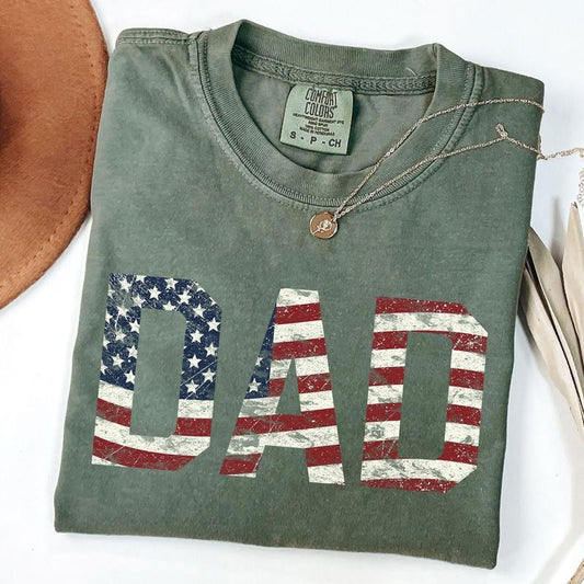 Comfort Colors American Dad Shirt, Retro 4th Of July Dad T-Shirt, Independence Day Shirt, Father's Day Gift, Unisex T-Shirt