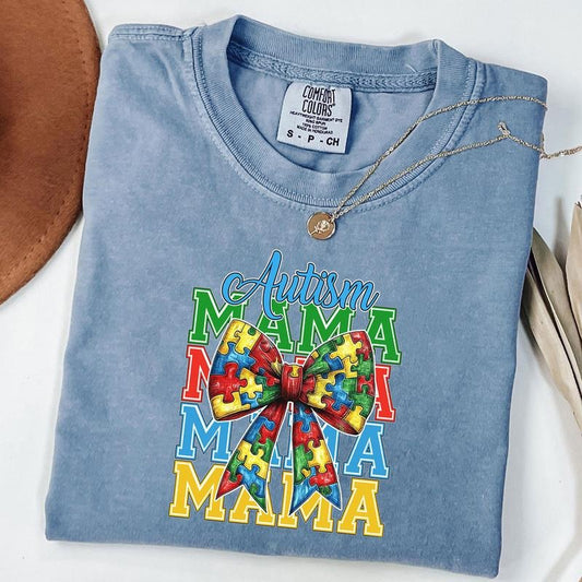 Comfort Colors Autism Mama Coquette Shirt, Retro Autism Coquette T-Shirt, Autism Advocate Shirt, Special Education T-Shirt, Unisex T-Shirt