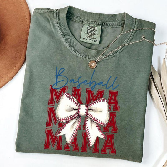 Comfort Colors Baseball Mama Shirt, Baseball Coquette Bow Shirt, Baseball Game Day Shirt, Sport Mom T-Shirt