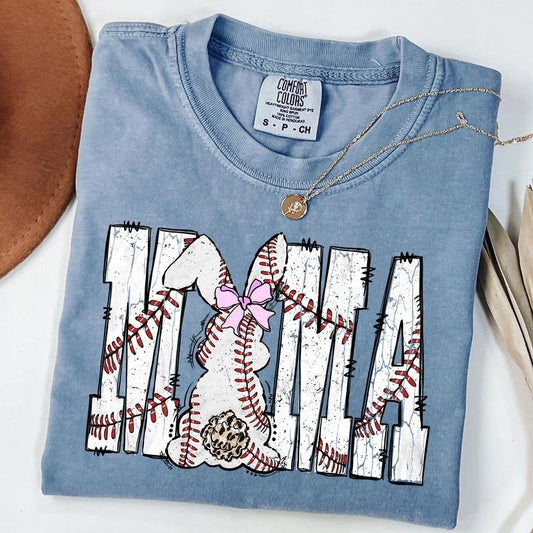 Comfort Colors Baseball Mama Tee, Easter Bunny Baseball Shirt, Cute Easter Baseball T-shirt, Baseball Season Shirt for Sports Mom