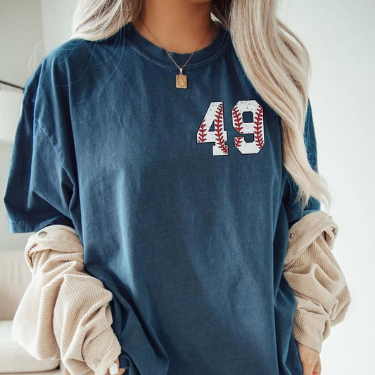 Comfort Colors Baseball Pocket Shirt, Personalized Baseball Number Shirt, Baseball Gift, Sports Mom Tee