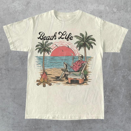 Comfort Colors Beachlife Vintage Graphic T-Shirt, Retro Unisex Skate Graphic Tee, Oversize Nostalgia 90s Shirt, Cute Comfy Tee, Surf Lovers Gift, Skeleton