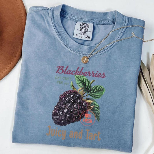 Comfort Colors Blackberries Retro Commercial Graphic Shirt, Vintage Backberry T-shirt, Summer Fruit Lover Shirt, Cottagecore Berries T-shirt